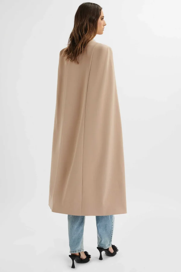 Fashion Lavish Alice Alexia Longline Belted Cape Blazer In Camel