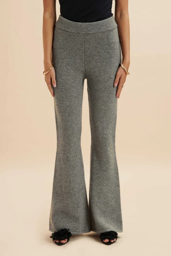 Cheap Lavish Alice Ayzel Knitted Cashmere Blend Fit & Flare Trousers In Grey