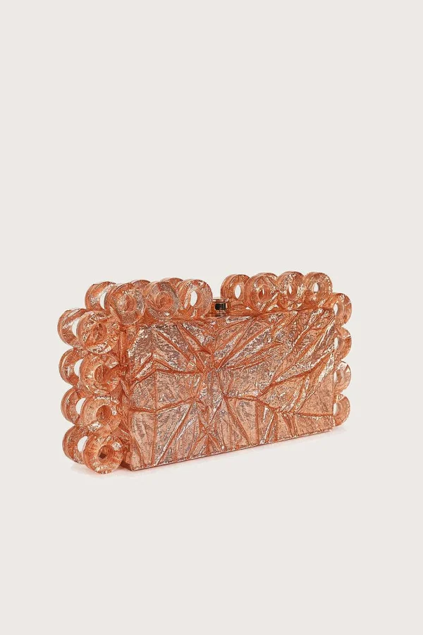 Hot Lavish Alice Celeste Circular Textured Box Clutch Bag In Rose Gold