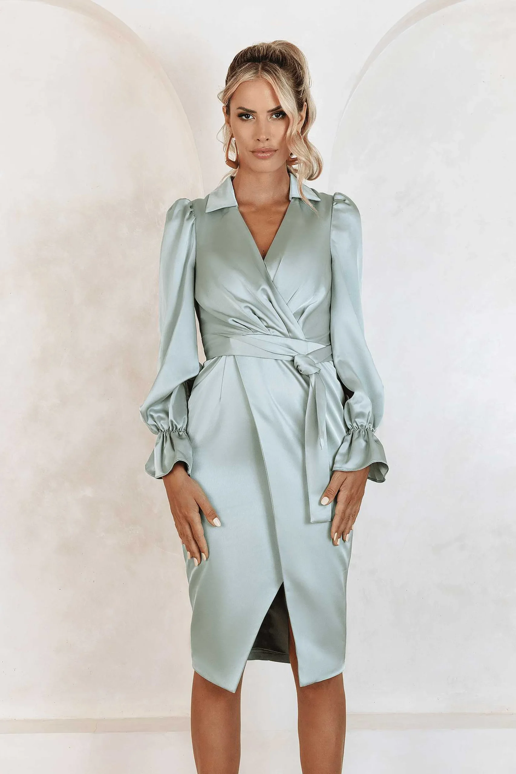 elise_satin_wrap_shirt_dr_3.webp Best Lavish Alice Elise Satin Wrap Shirt Dress In Sage
