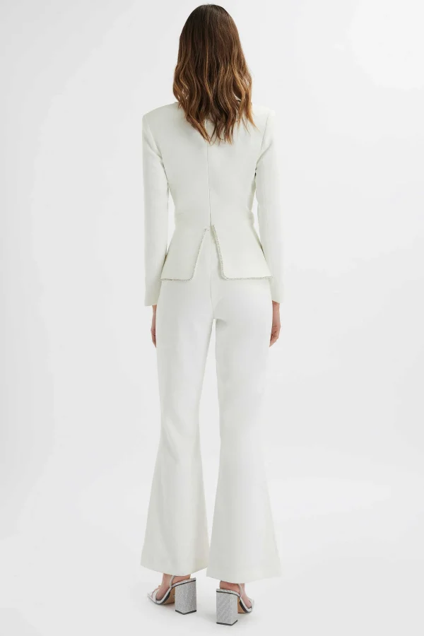 Online Lavish Alice Jessie Diamante Trim Tailored Jumpsuit In White