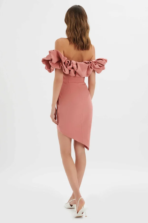 Best Lavish Alice Lilly Extreme Ruffle Bardot Midi Dress In Rose Pink