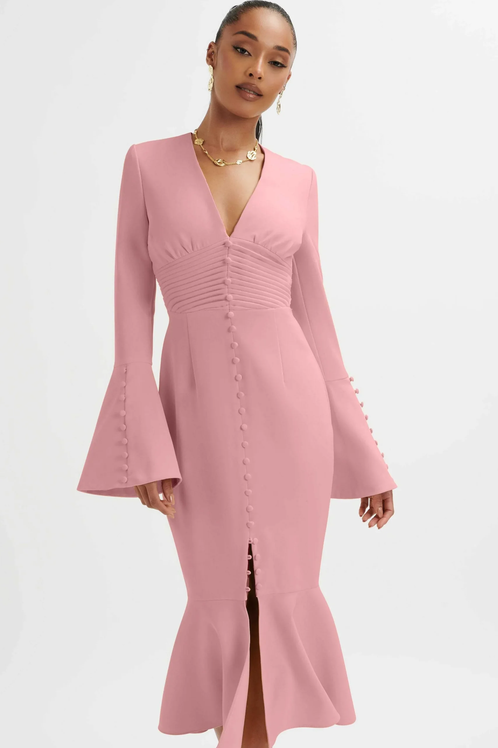 preorder_salma_fluted_sle_0-1.webp Best Sale Lavish Alice **Pre-Order** Salma Fluted Sleeve Longline Fishtail Midi Dress In Pink
