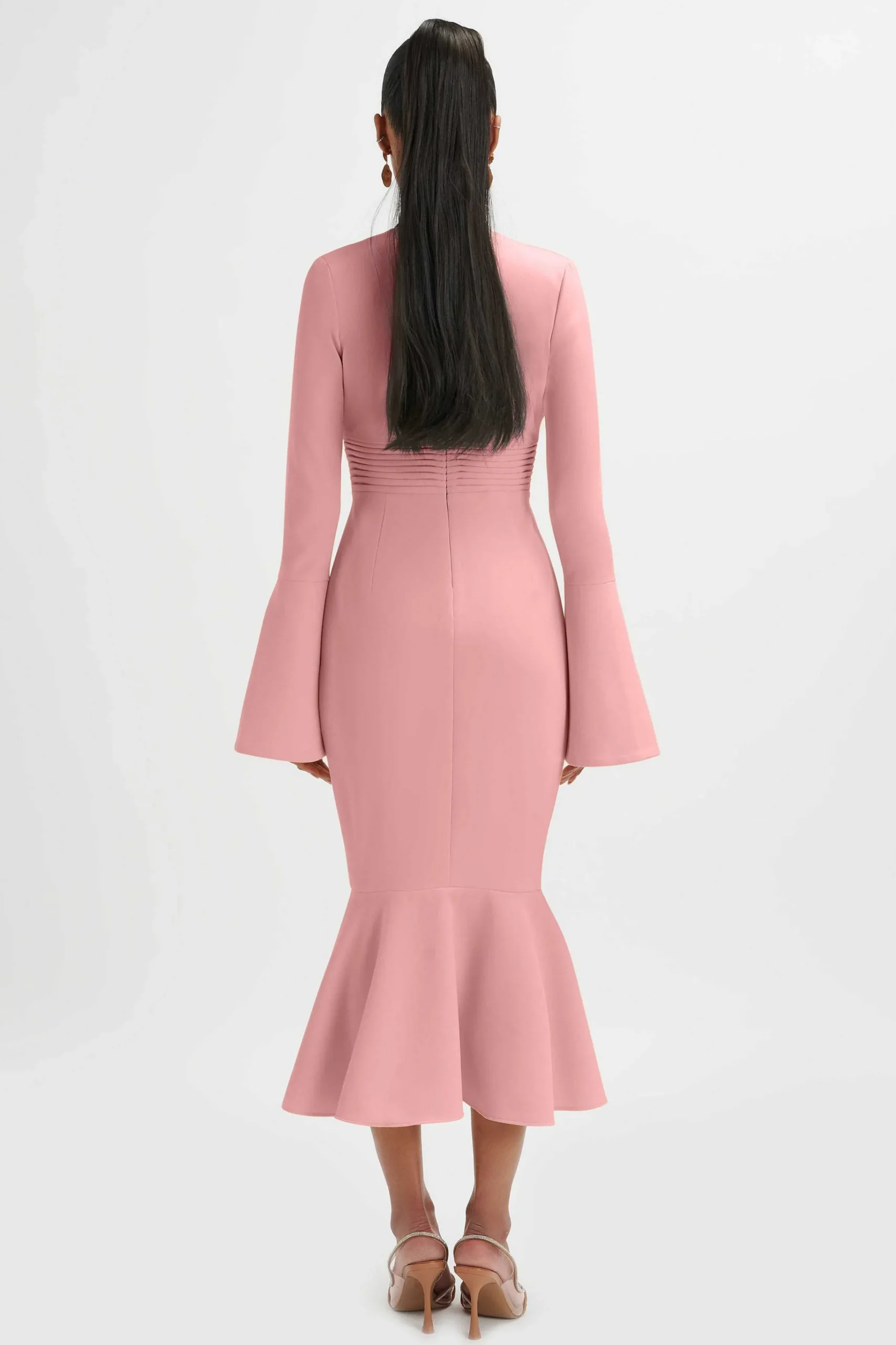 preorder_salma_fluted_sle_1-1.webp Best Sale Lavish Alice **Pre-Order** Salma Fluted Sleeve Longline Fishtail Midi Dress In Pink