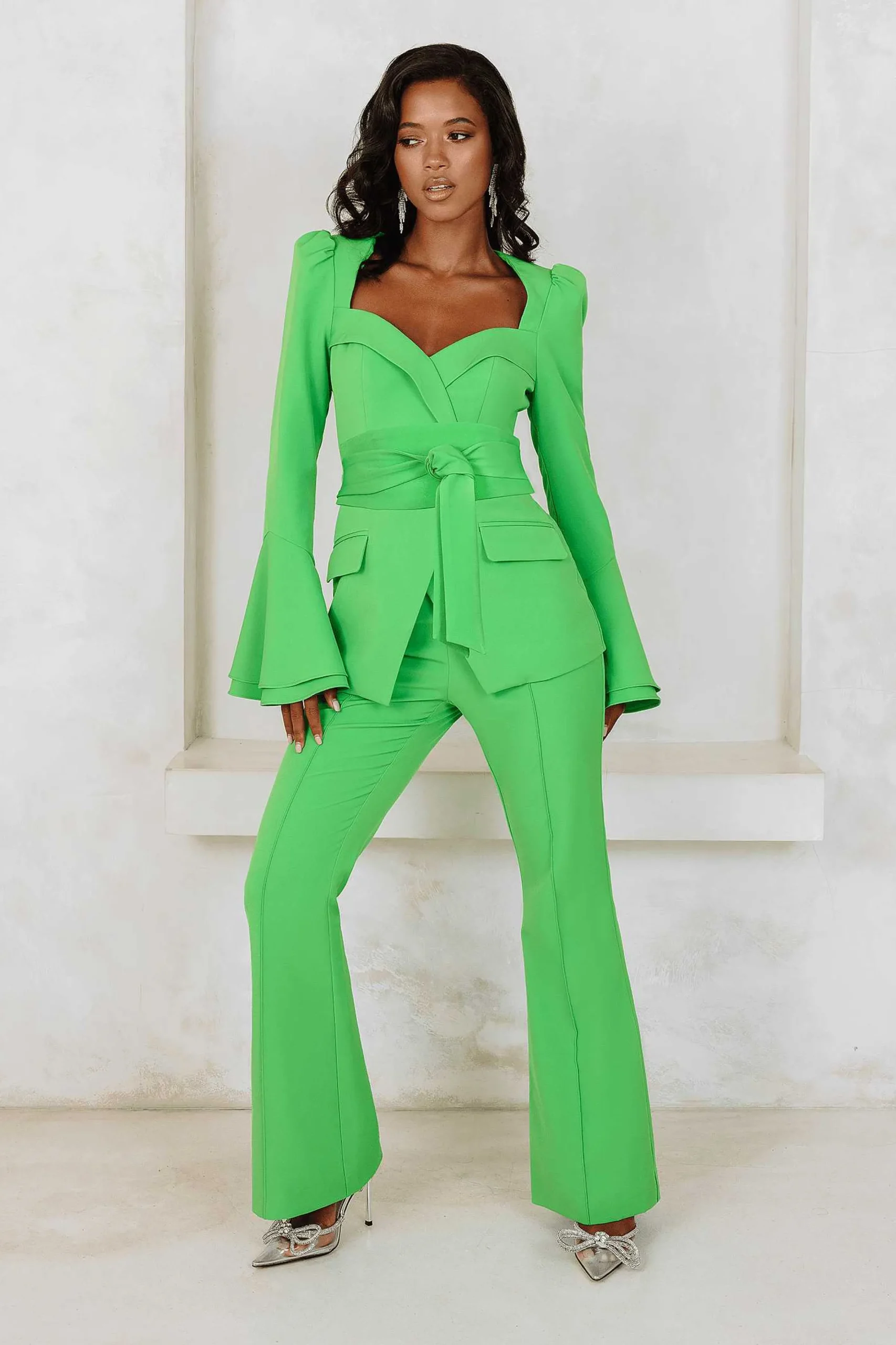 raquel_fit_and_flare_trou_1.webp Outlet Lavish Alice Raquel Fit And Flare Trouser In Apple Green