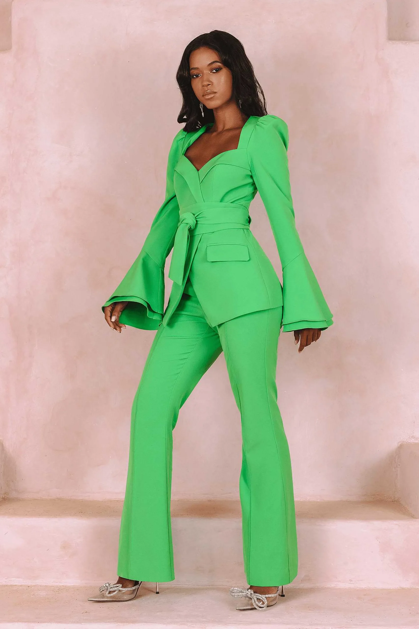 raquel_fit_and_flare_trou_3.webp Outlet Lavish Alice Raquel Fit And Flare Trouser In Apple Green