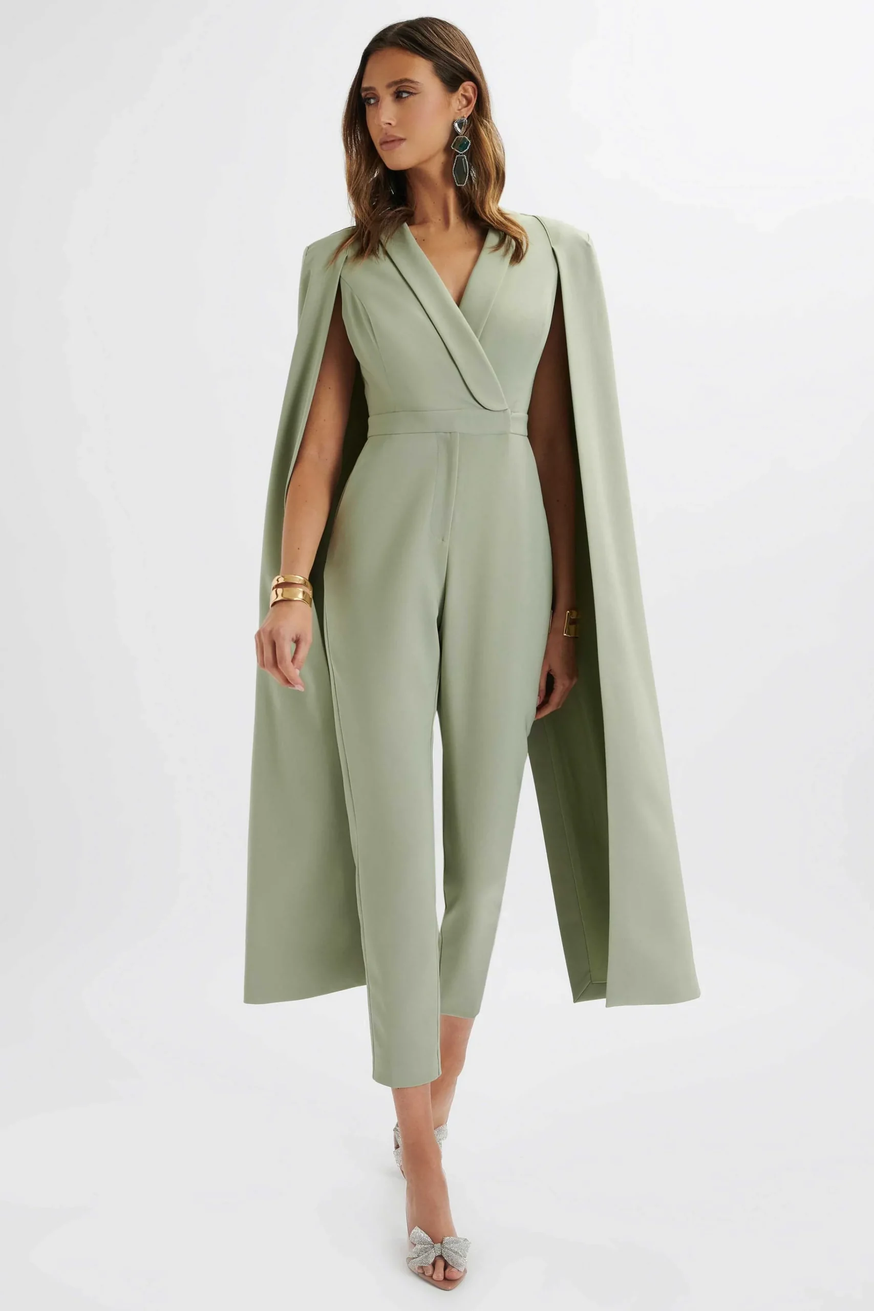 rayna_longline_cape_tailo_1.webp New Lavish Alice Rayna Longline Cape Tailored Jumpsuit In Sage Green