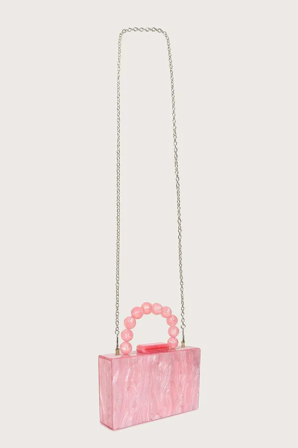 Outlet Lavish Alice Reya Bead Handle Marbled Box Clutch Bag In Pink
