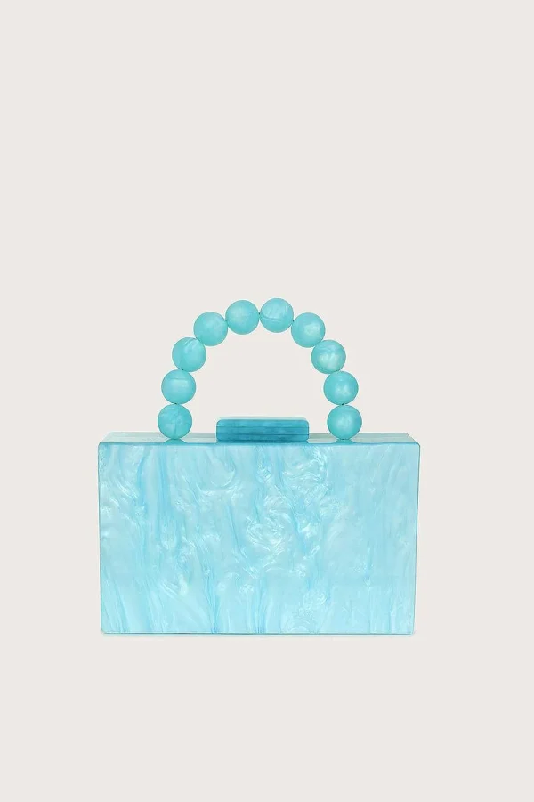 Online Lavish Alice Reya Bead Handle Marbled Box Clutch Bag In Blue