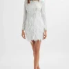 Best Lavish Alice Selene Embellished Feather Mini Dress In White