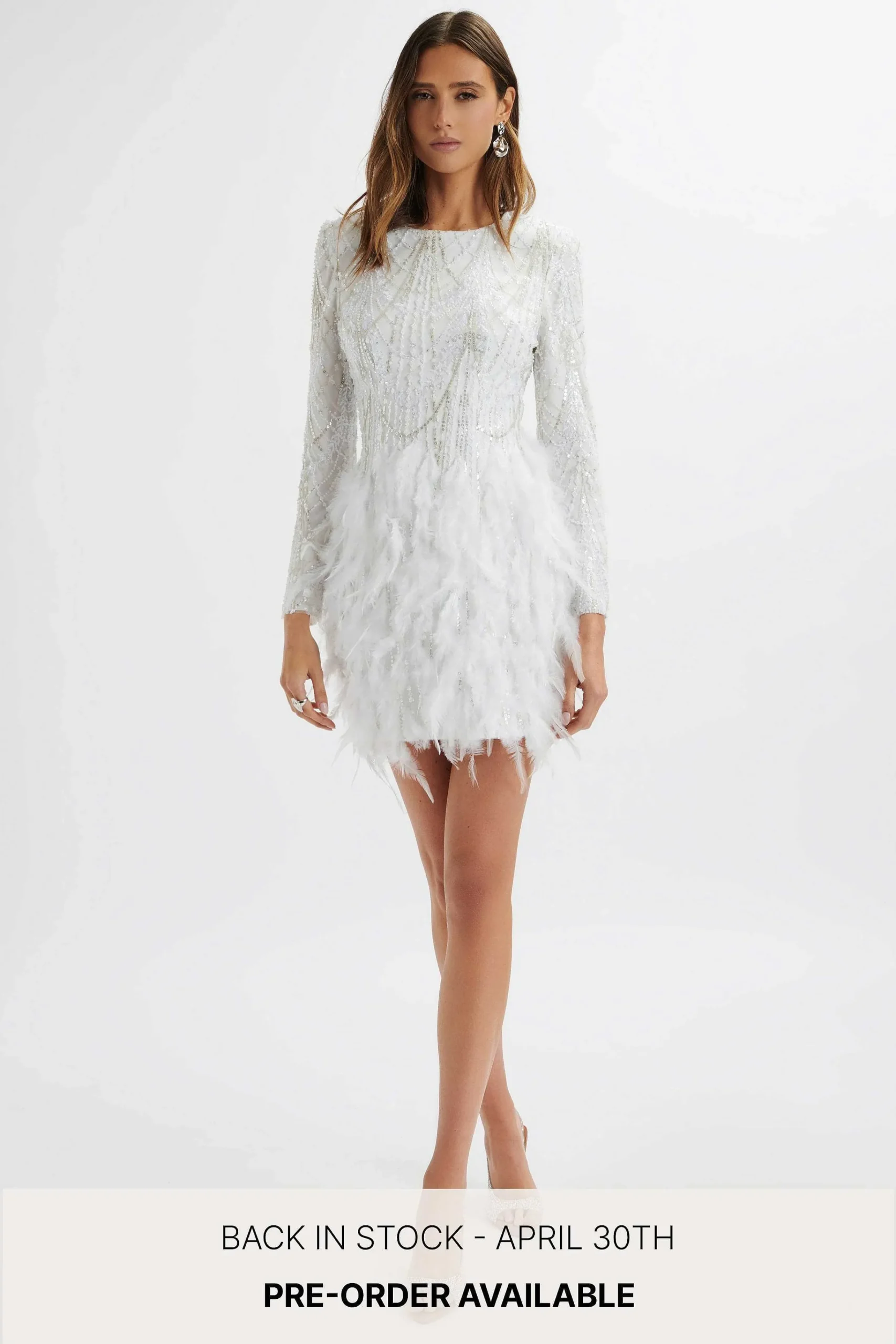 selene_embellished_feathe_0-3.webp Best Lavish Alice Selene Embellished Feather Mini Dress In White