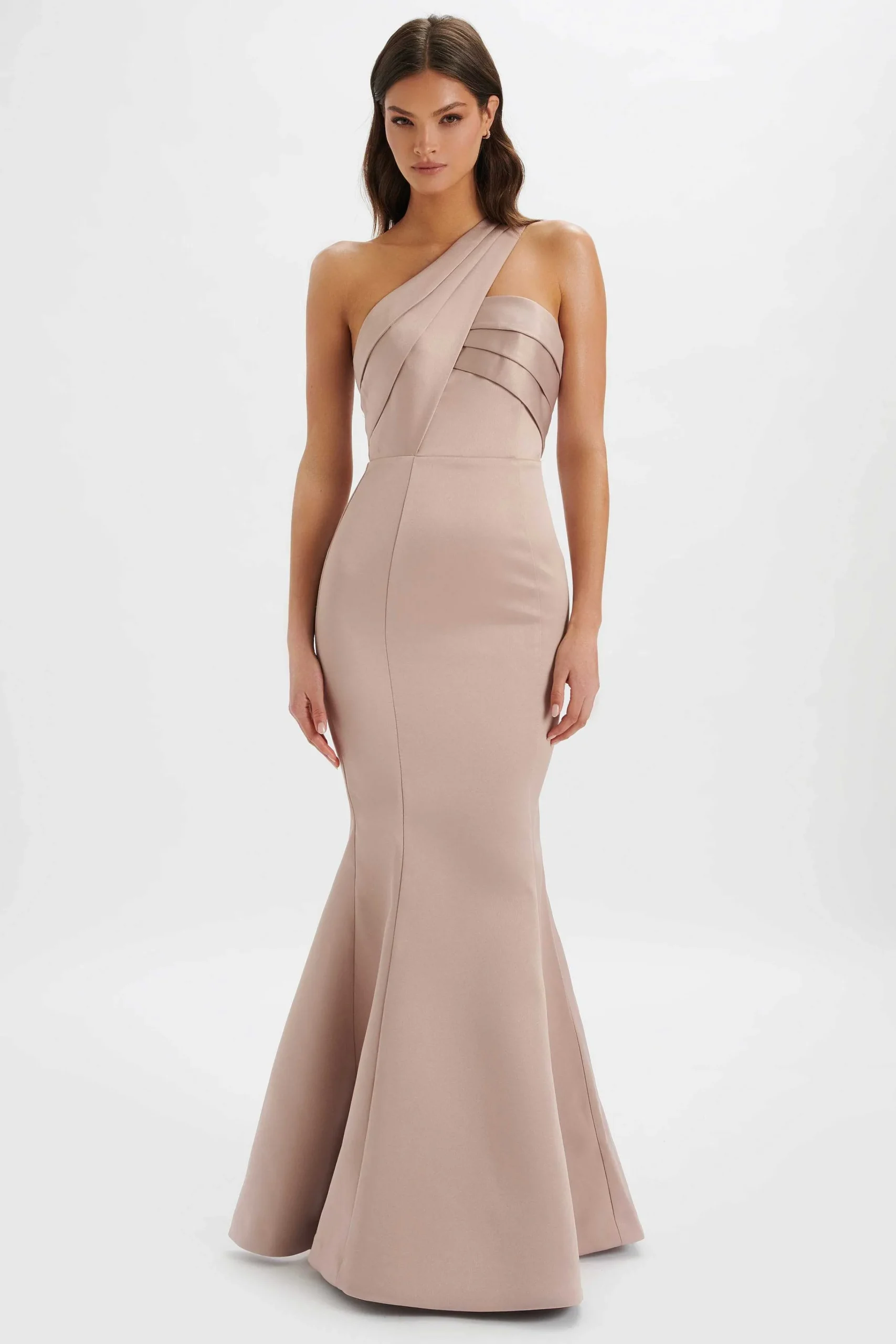 shailene_bonded_satin_asy_3.webp Best Sale Lavish Alice Shailene Bonded Satin Asymmetric Maxi Dress In Mink