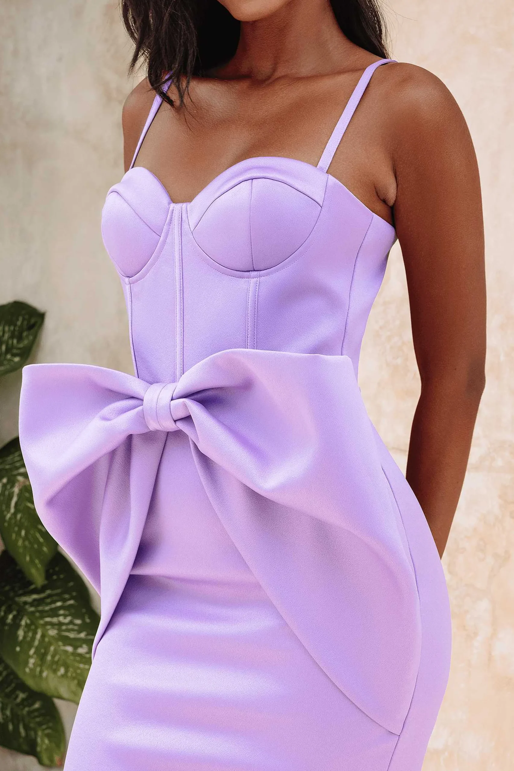 shiloh_extreme_bow_corset_1.webp Discount Lavish Alice Shiloh Extreme Bow Corset Detail Midi Dress In Lavender Satin