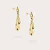 Cheap Lavish Alice Yasmin Hammered Effect Oval Drop Gold Earrings